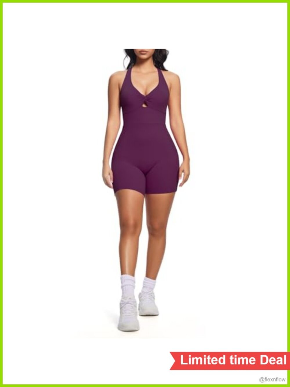 Aoxjox Lola Romper Jumpsuit Short Sleeveless Twist Front Back